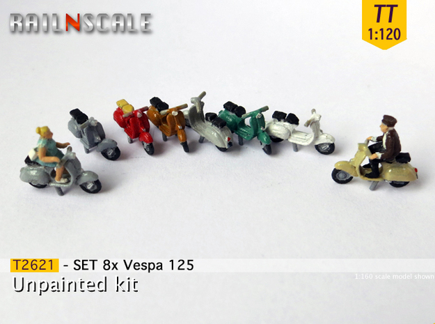 SET 8x Vespa 125 (TT 1:120) in Tan Fine Detail Plastic