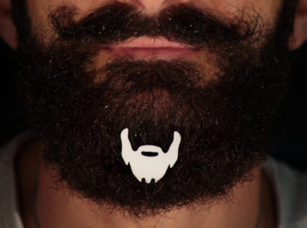 Beard icon with mustace for beard - front wearing in White Natural Versatile Plastic