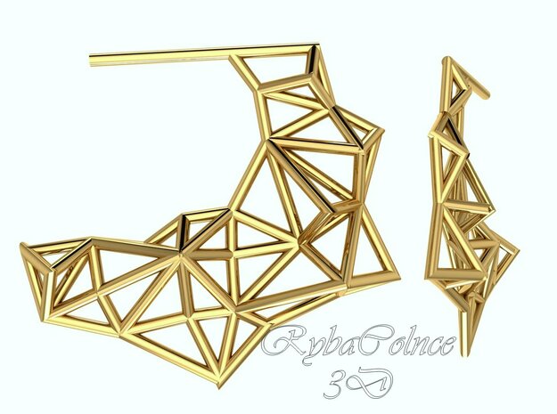  Earrings The Polygon in Rhodium Plated Brass