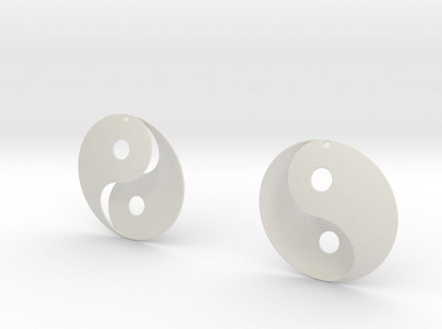 Yin Yang Earrings in White Natural Versatile Plastic