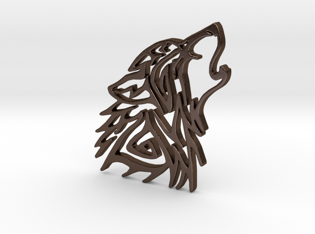 Wolf in Polished Bronze Steel