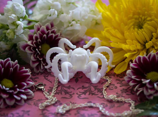 Blooming Octopus Pendant in White Processed Versatile Plastic