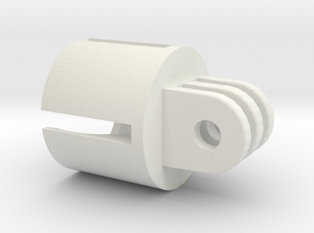 Action camera Socket Mount 3 Prong in White Natural Versatile Plastic
