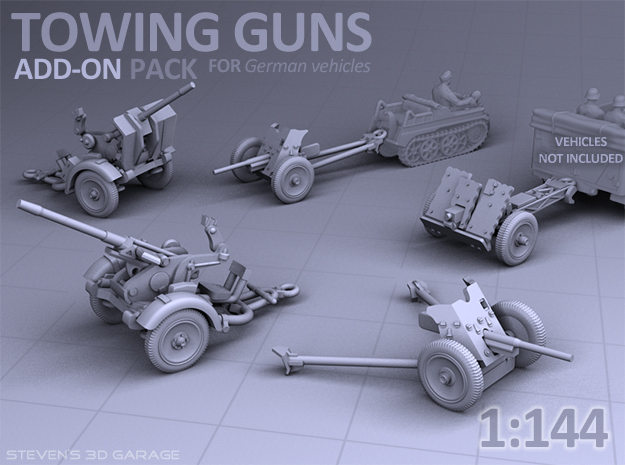 Towing Guns - (PAK36 / IG18 / Flak30) in Smooth Fine Detail Plastic