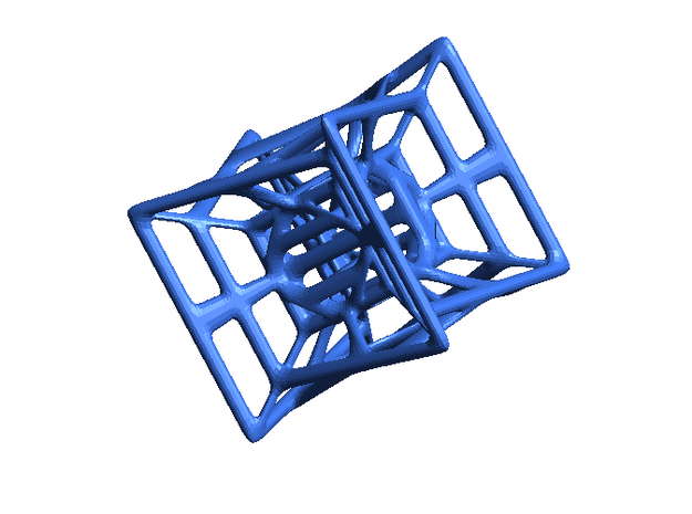 Hypercube in Blue Processed Versatile Plastic
