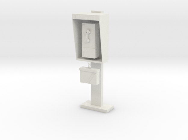 1:10 scale phone booth in White Natural Versatile Plastic
