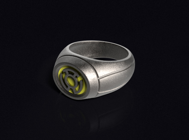 Yellow Lantern Ring in Polished Bronzed Silver Steel