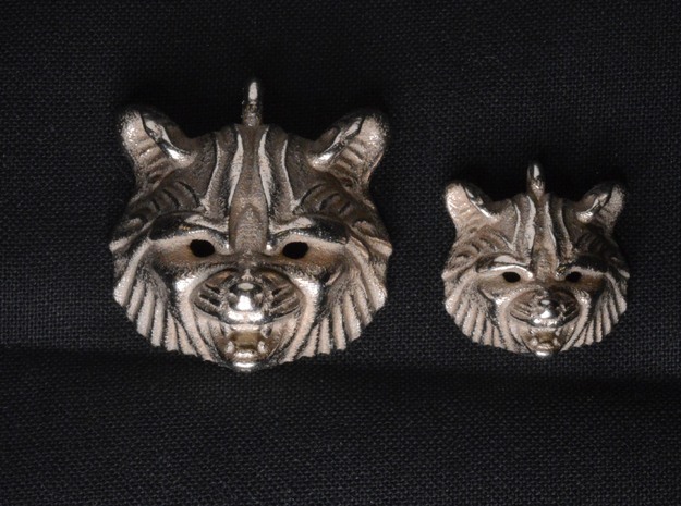 Raccoon (angry) Pendant in Polished Bronzed Silver Steel