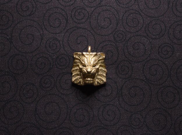 Lion Small Pendant in Polished Bronzed Silver Steel