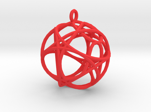 Hexagon Pendant in Red Processed Versatile Plastic