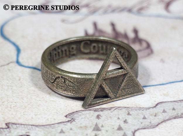 Ring - Triforce of Courage in Polished Bronzed Silver Steel: 13 / 69