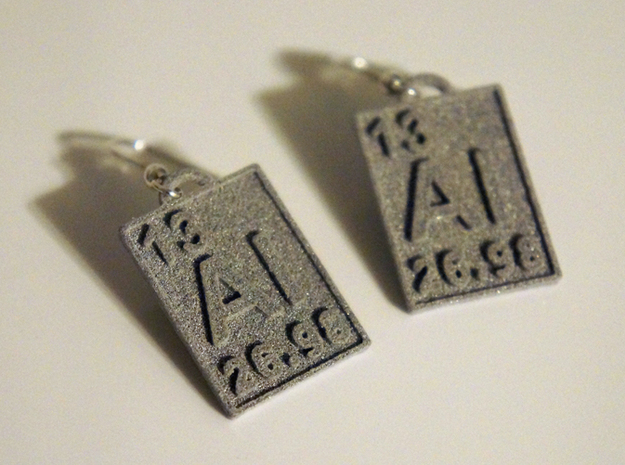 Aluminum Periodic Table Earrings in Gray PA12