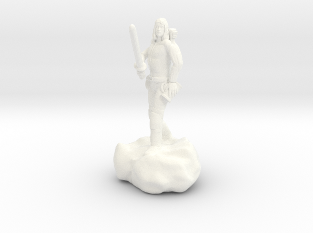 Male Halfling Bard With Rapier and Lutebow in White Processed Versatile Plastic
