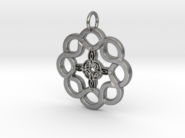 Celtic Rope and Trinity Pendant in Natural Silver