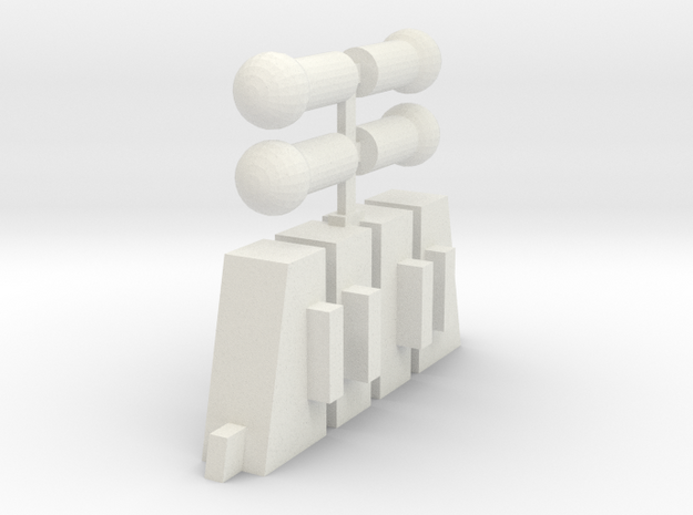 Handle Adapters And Ball Pegs (Double) in White Natural Versatile Plastic