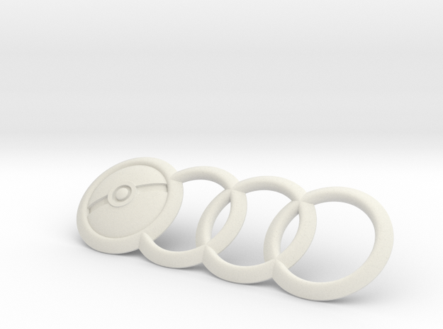 Audi Emblem Pokemon PokeBall 7.5 Inch in White Natural Versatile Plastic