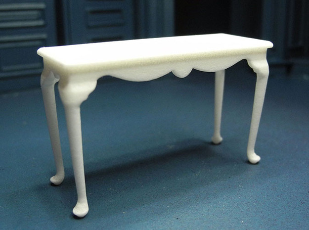 1:24 Fancy Queen Anne Console Table, Large in White Natural Versatile Plastic