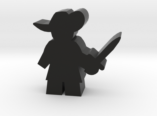 Game Piece, Musketeer, sword standing in Black Natural Versatile Plastic