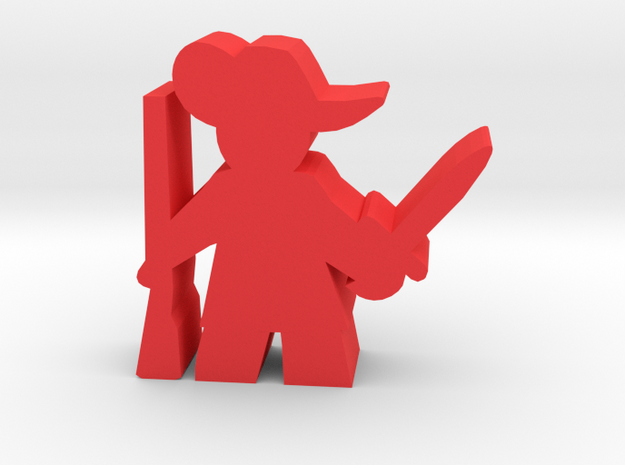 Game Piece, Musketeer, sword and musket in Red Processed Versatile Plastic