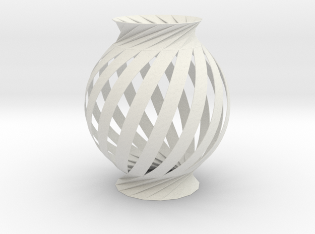 Lamp Ball Twist Spiral Inspired in Fold and Cut in White Natural Versatile Plastic