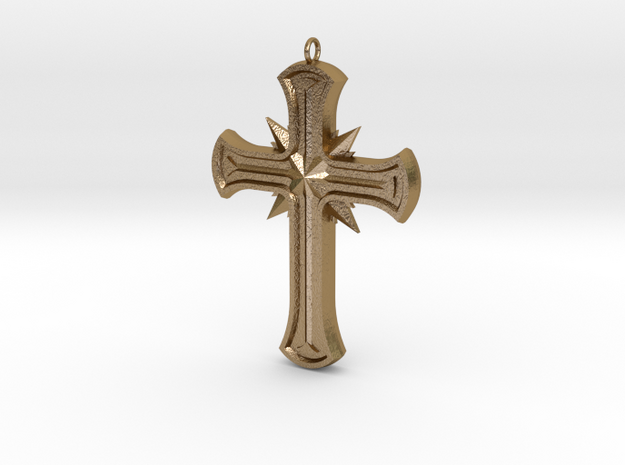 Gothic Cross in Polished Gold Steel