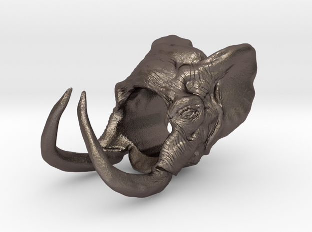 Elephant Size 6 in Polished Bronzed Silver Steel