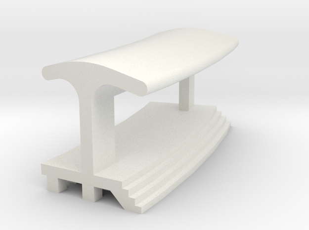 Curved Outside Platform - With Shelter in White Natural Versatile Plastic