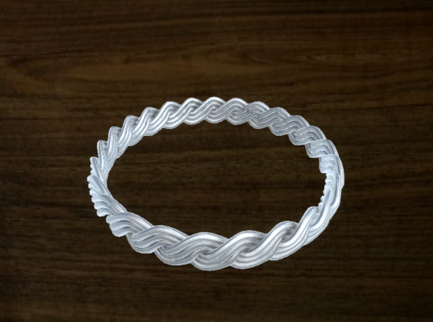 Turk's Head Knot Ring 2 Part X 25 Bight - Size 26. in White Natural Versatile Plastic