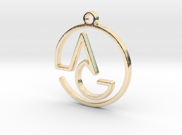 A & G Monogram Pendant in 14k Gold Plated Brass