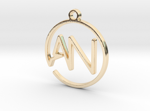 A & N Monogram Pendant in 14k Gold Plated Brass