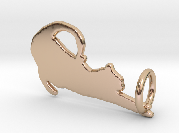 Curious Cat Pendant in 14k Rose Gold Plated Brass