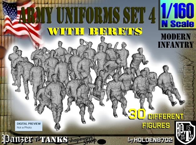 1-160 Army Modern Uniforms Set4 in Clear Ultra Fine Detail Plastic