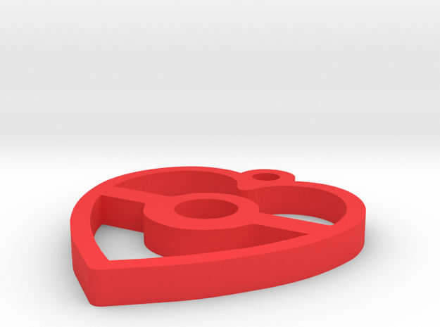 Pokeball Heart Pendant in Red Processed Versatile Plastic