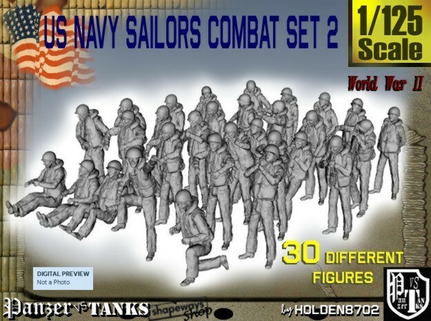 1/125 US Navy Sailors Combat SET 2 in Tan Fine Detail Plastic