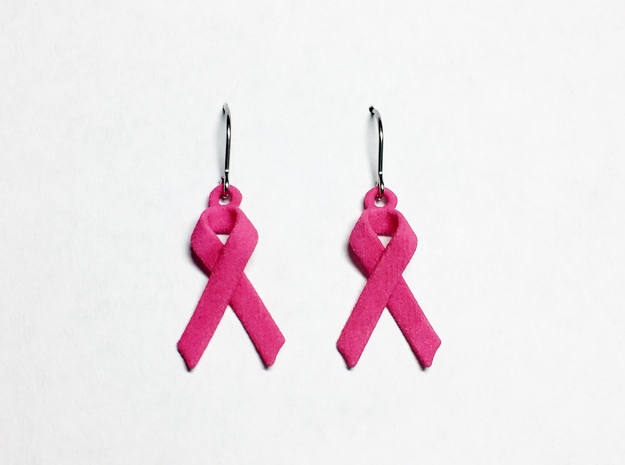 Classic Ribbon Earrings in Pink Processed Versatile Plastic