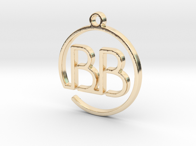 "B&B continuous line" Monogram Pendant in 14k Gold Plated Brass