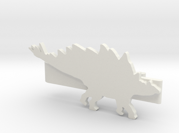 Stegosaurus Tie Clip in White Natural Versatile Plastic