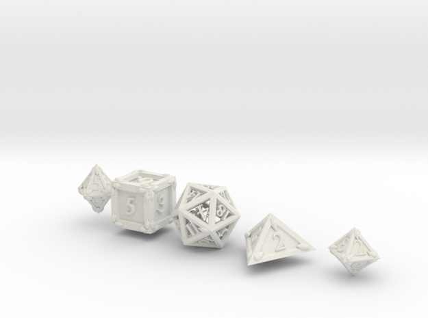Dice Set Dragonclaws in White Natural Versatile Plastic