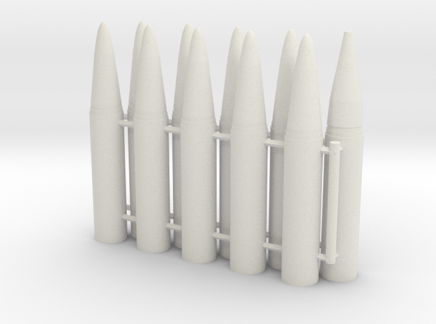 1/16 105mm Ammo " Ready to use" (x10) in White Natural Versatile Plastic