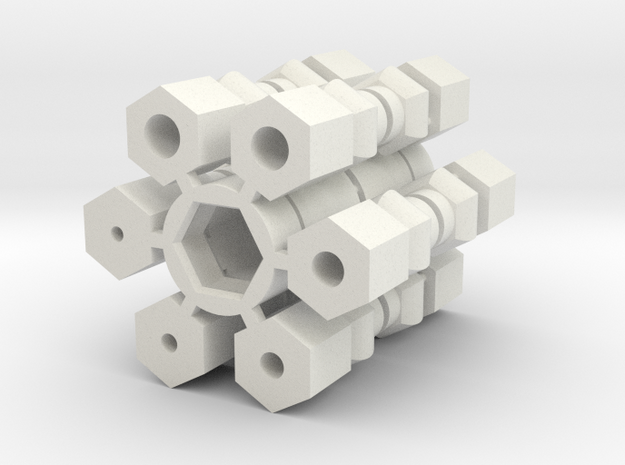 Universal Joint - Drive Shaft version in White Natural Versatile Plastic