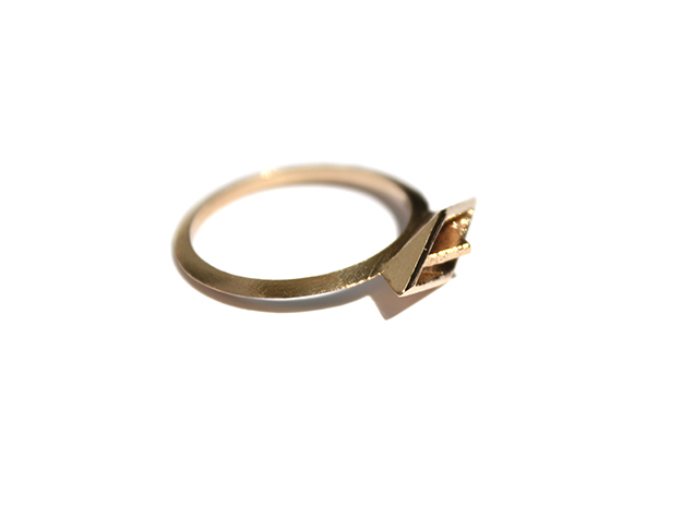Paper Boat Ring in Natural Bronze