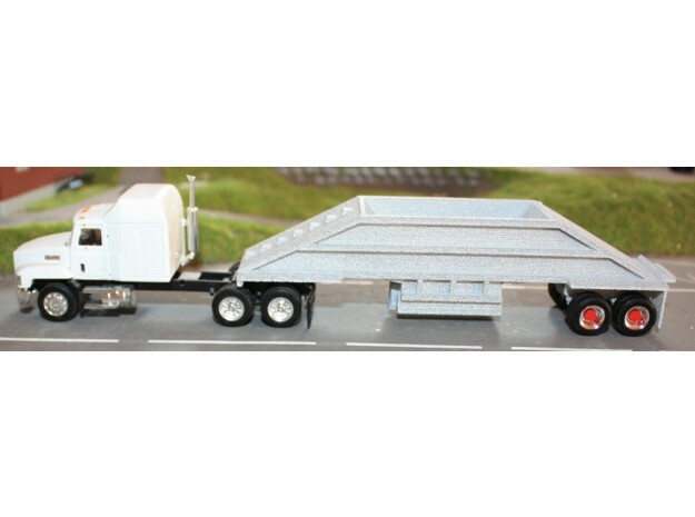 000400 Bottom dump trailer  in White Natural Versatile Plastic: 1:87 - HO