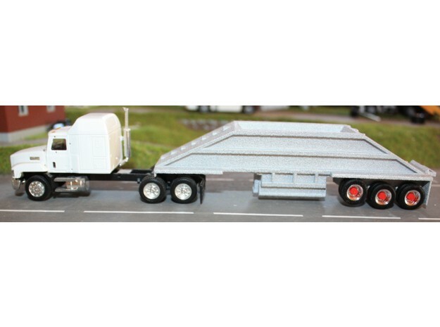 000400-3axle Bottom Dump trailer USA in White Natural Versatile Plastic: 1:87 - HO