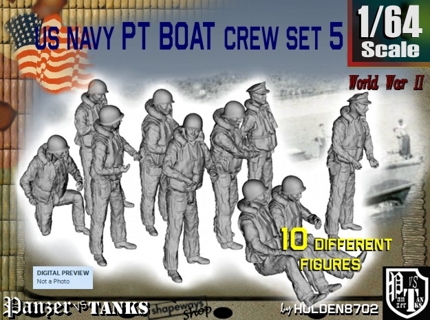 1/64 US Navy PT Boat Crew Set5 in Tan Fine Detail Plastic