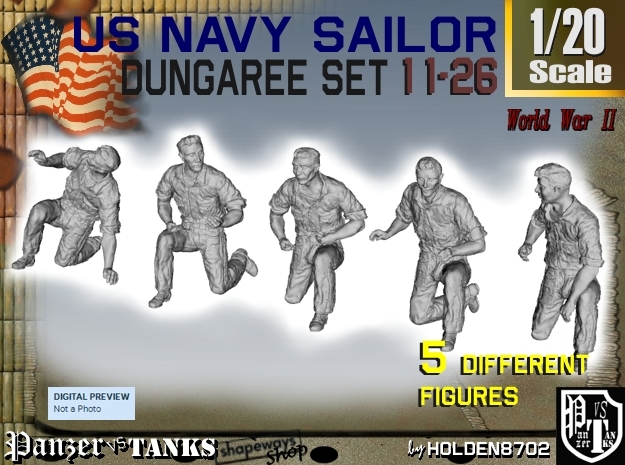 1-20 US Navy Dungaree Set 11-26 in White Natural Versatile Plastic