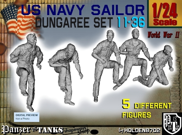 1-24 US Navy Dungaree Set 11-36 in White Natural Versatile Plastic