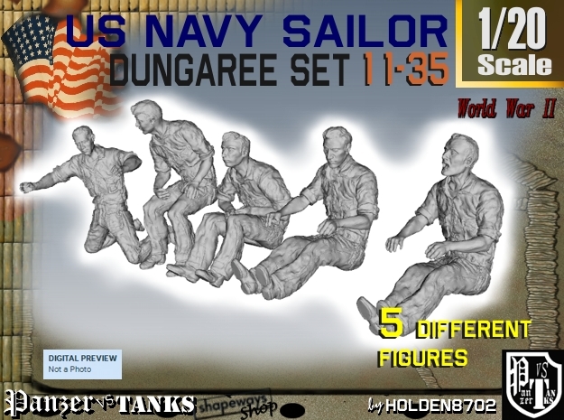 1-20 US Navy Dungaree Set 11-35 in White Natural Versatile Plastic