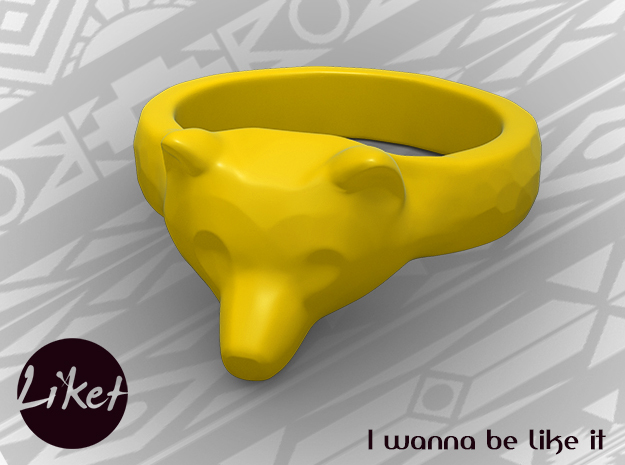 Wild Bear Ring size 5 in Yellow Processed Versatile Plastic