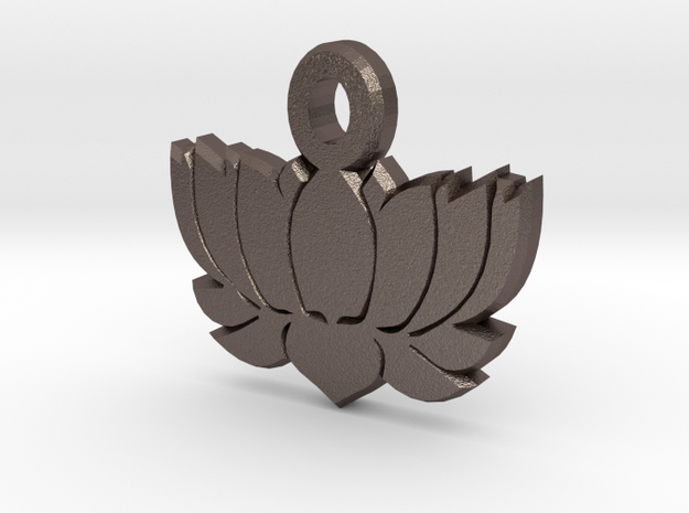 Yoga LOTUS FLOWER Pendant 2 in Polished Bronzed Silver Steel