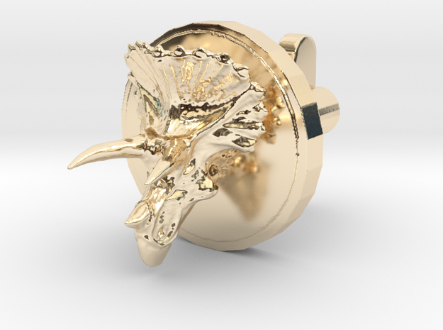 Triceratops Head Cufflink in 14k Gold Plated Brass